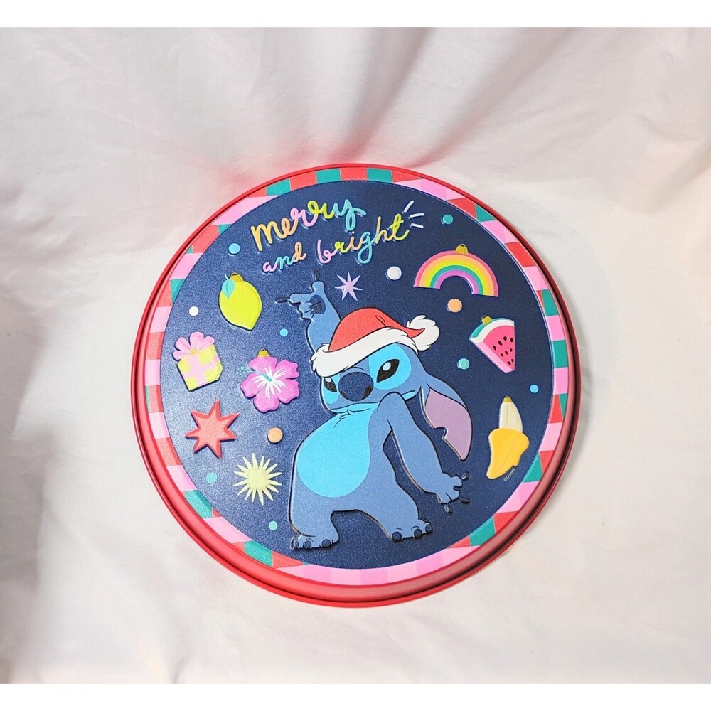 Disney's Stitch 12" Round Metal "Merry and Bright" Christmas Holiday Sign
